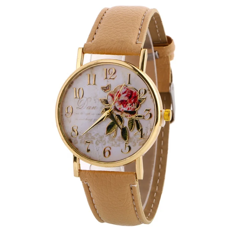 

2019 New Rose Pattern Bracelet Watch Belt Fashion Watch Factory Outlet Geneva Watch, As shown