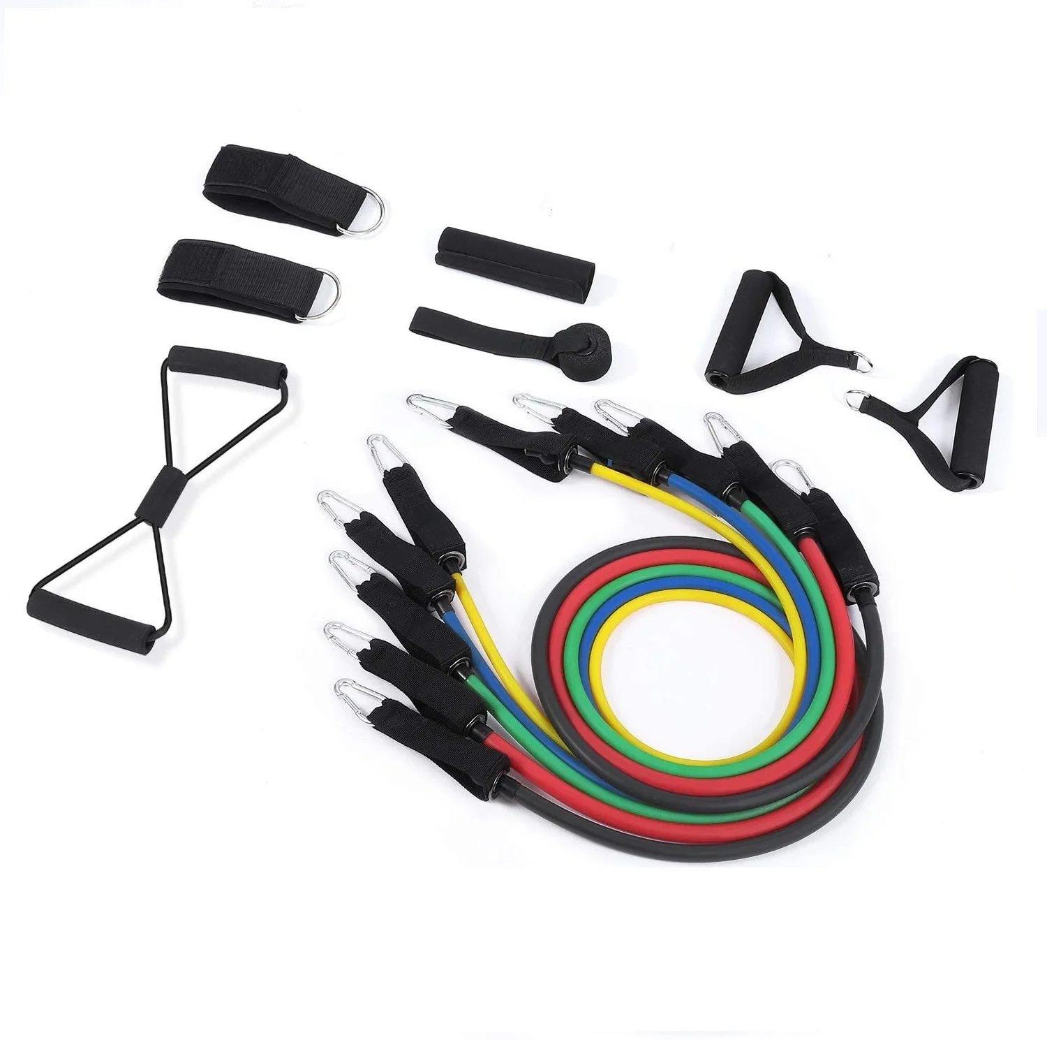 

Wholesale Fitness Stretch Elastic 11 Pcs Resistance Band Tubes Yoga Rope Set With Handles, Can be customized