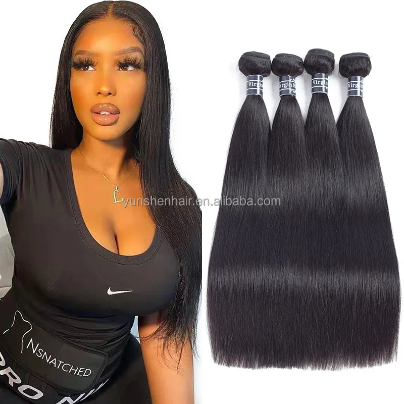 

Drop Shipping 10A Grade Unprocessed Wholesale Virgin Hair Vendors Silky Straight Wave Brazilian Human Hair Weave, Natural black/ #1b color