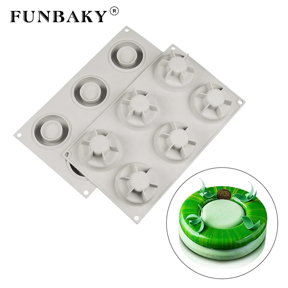 

FUNBAKY JSC2869 Silicone molds for resin casting ring round shape mousse cake baking tools 3d silicone moldset, Customized color