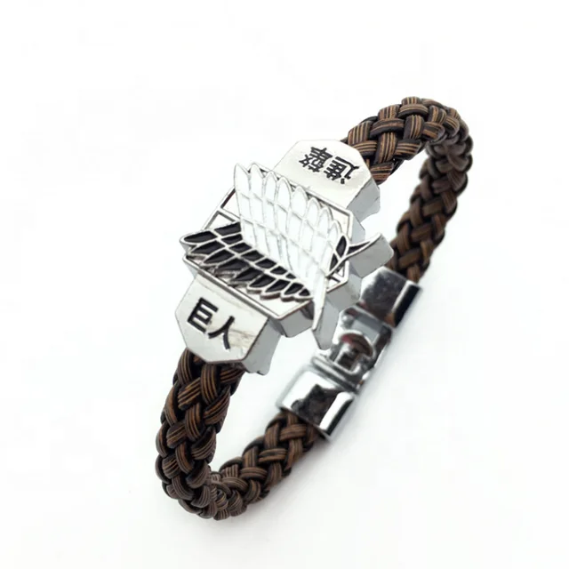 

Popular Japanese Anime Punk Attack on Titan Leather Weave Bracelet