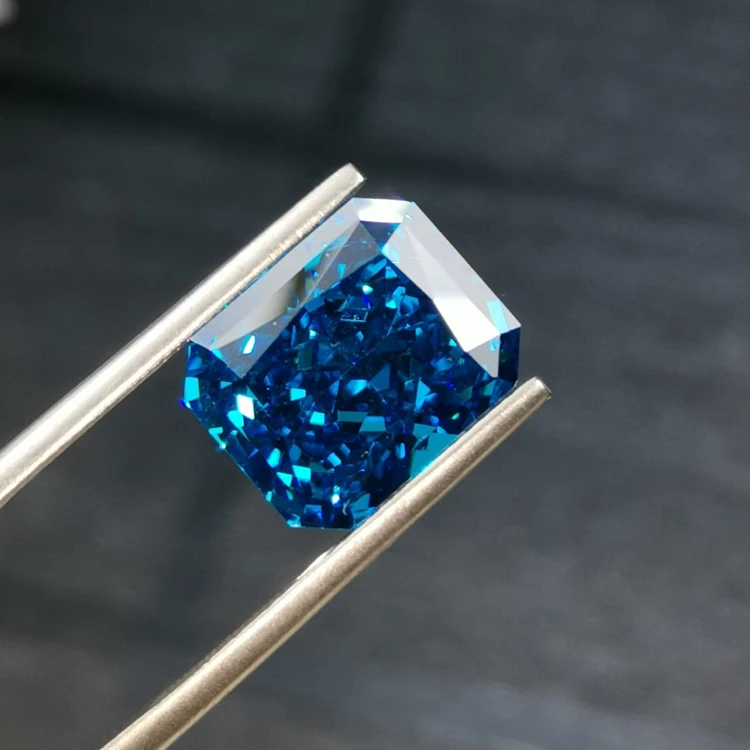 

Redleaf gems synthetic Cubic Zirconia Radiant Cut Aqua Blue Cz Stone Lab Diamond
