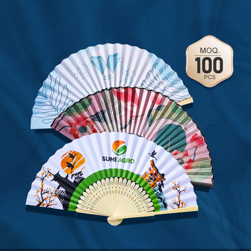 

I AM YOUR FANS MOQ 50PCS Personalized Bamboo Custom Hand fan Paper Fabric Printing Folding Hand Fan