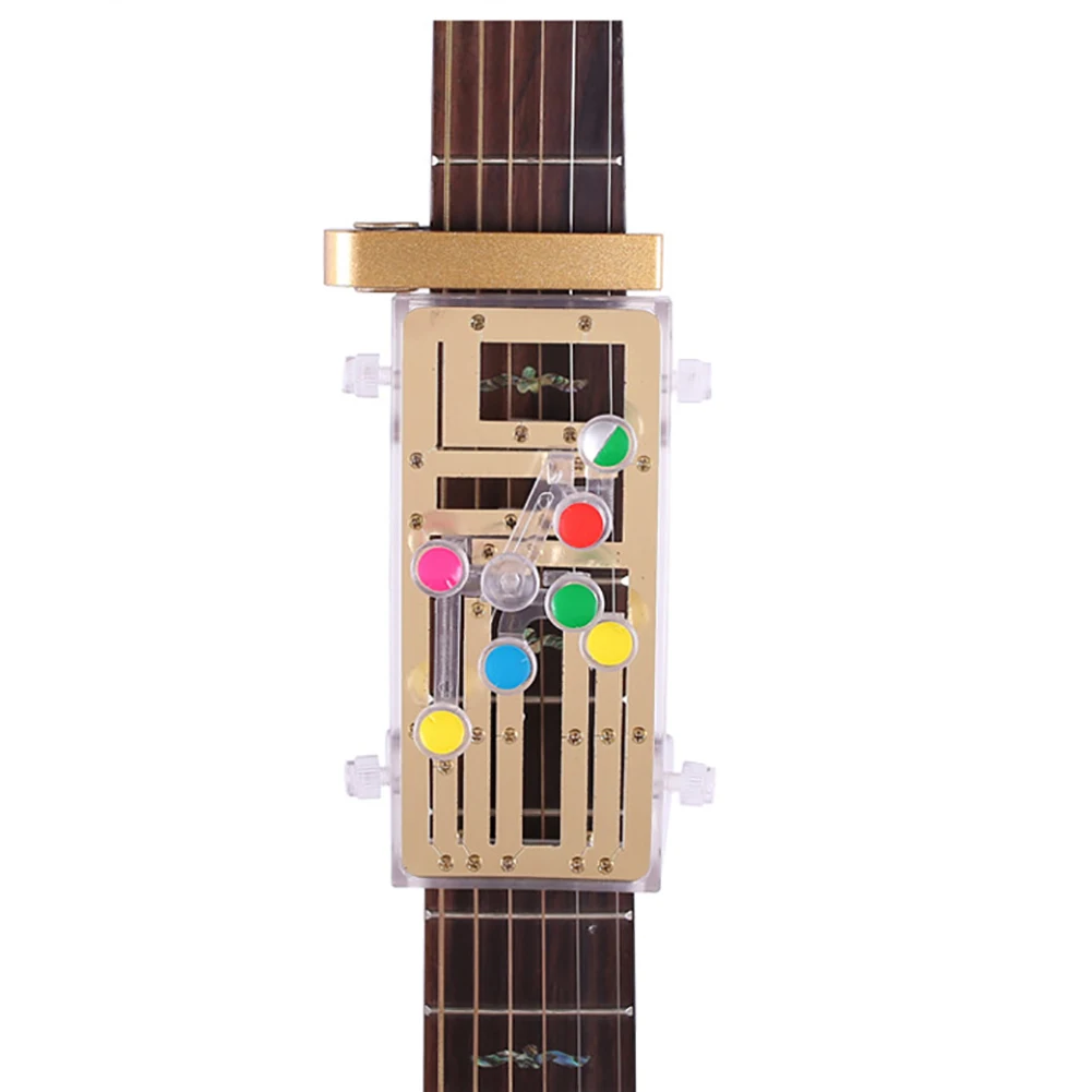 

Practical ABS Guitar Learning Tool Guitar Chord Teaching Aids Acoustic Guitar Beginners Finger Protector With 6 Universal Chords, Gold, silver, black