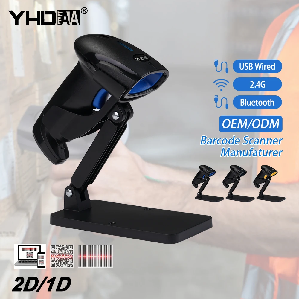 

New Design 1D QR 2D Bluetooth Barcode Scanners Cordless Handheld Bar Code Reader Android IOS LINUX MAC Use