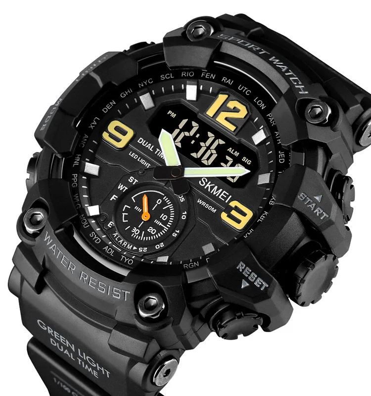 

Latest design skmei 1637 Analog digital man wristwatch 5atm waterproof relojes hombre sport watch, Optional as shown in figure