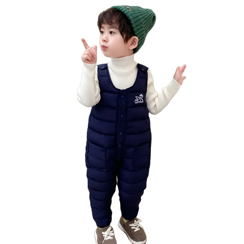 

Baby's suspenders down cotton trousers thickened winter jumpsuit boys and girls' trousers wear jumpsuits