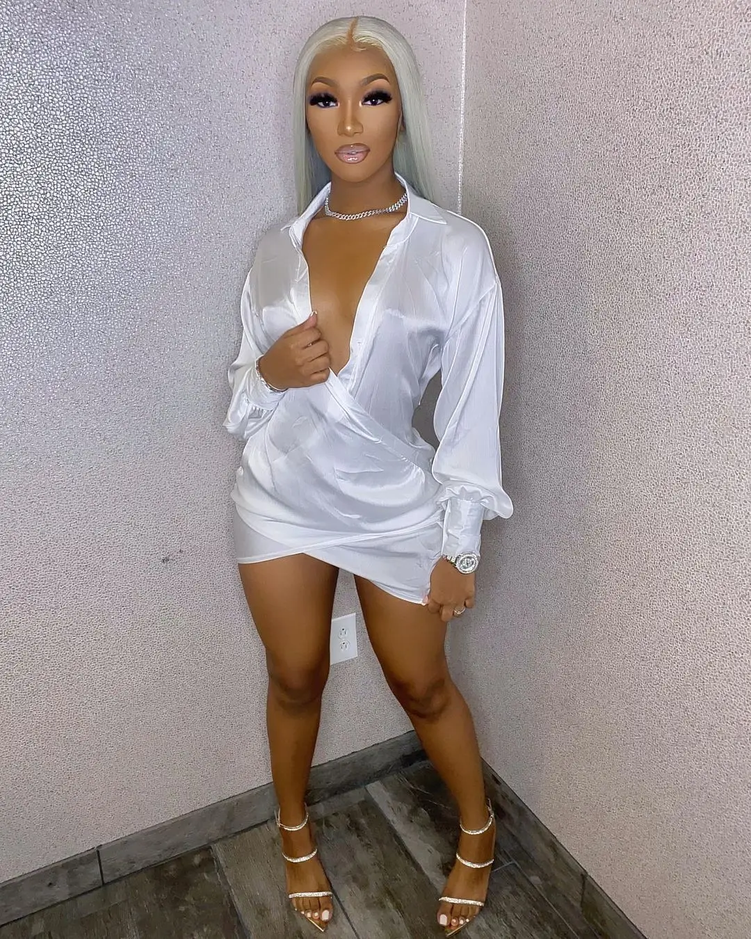 

Fashion Autumn 2021 Womens Clothes Mini Evening Deep V Neck Casual Women Knit Dress