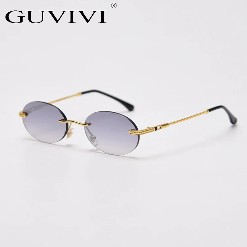 

Guvivi 2020 New style Oval rimless sunglasses Men and women trend colorful fashion Metal sunglasses Multicolor, Mix color