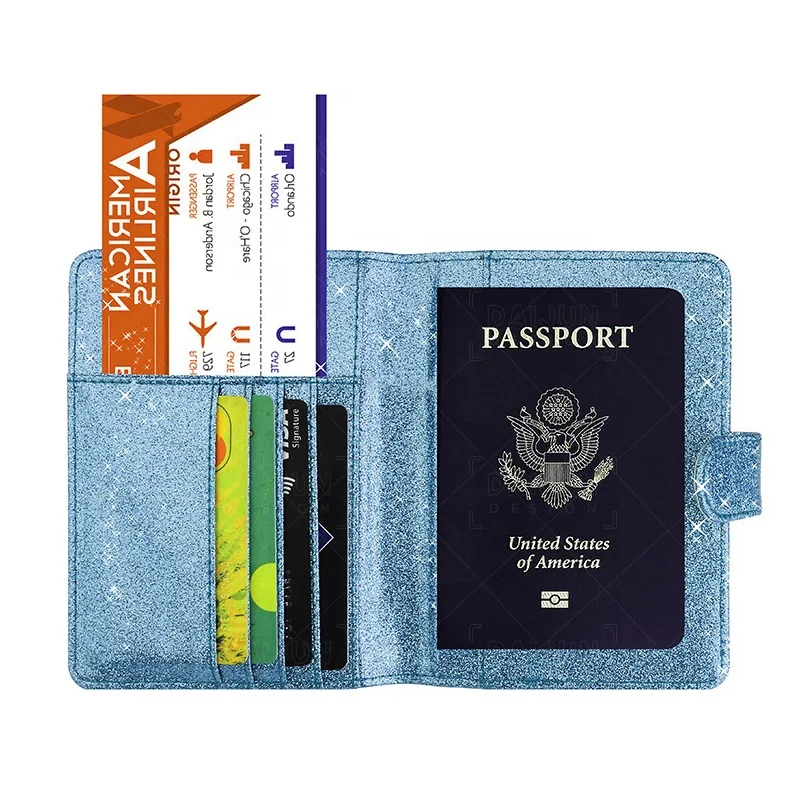 

2020 Rfid Passport Holder Glitter Passport organizer Leather Passport Holder Cover, Customized color