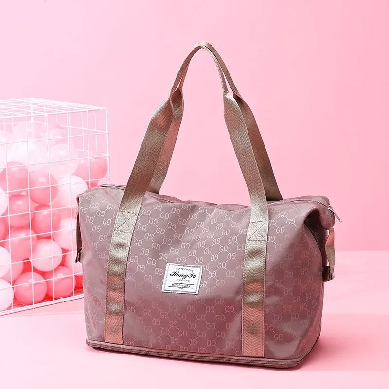 

Custom expanded gym bag Waterproof sport bag weekend overnight short travel bag, 6 cololrs