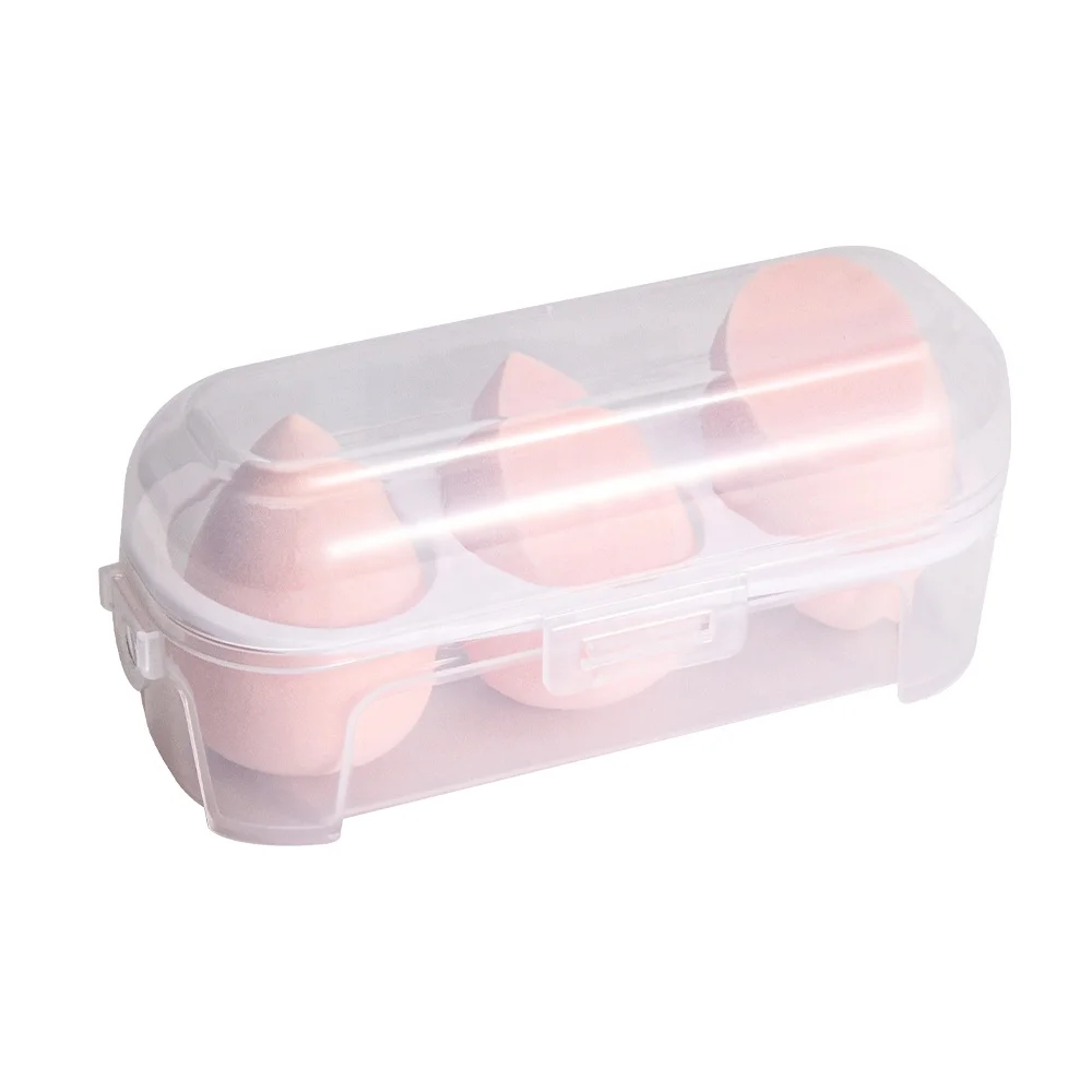 

Portable 3 Piece Latex Free Beauty Sponges Set Makeup Sponge In Egg Box Container