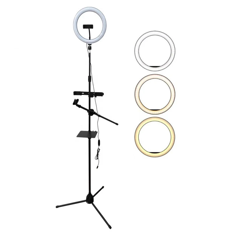 

2020 New Dimmable ring light with tripod stand photographic lighting 10 inch beauty lamp selfie led ring light dslr