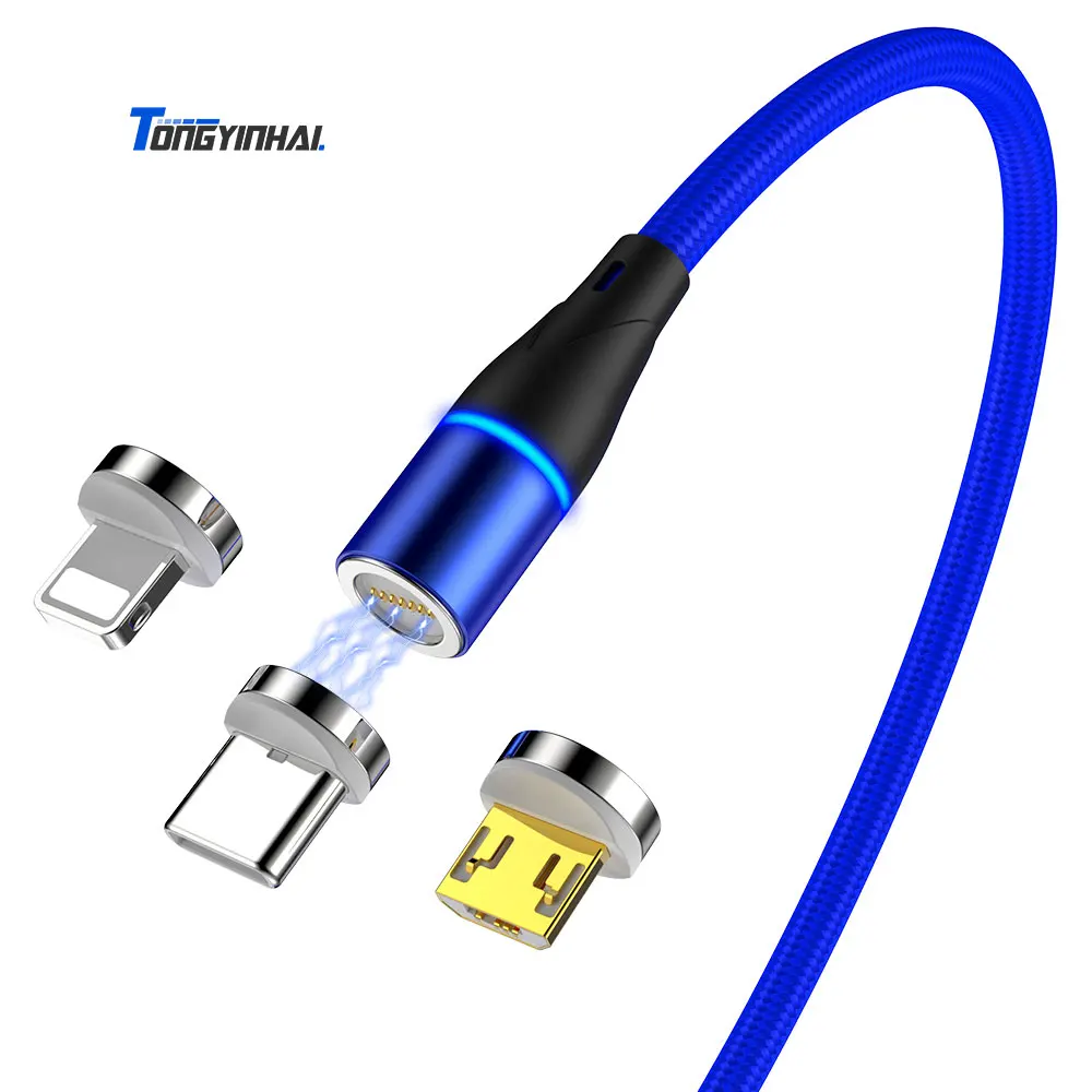 

high quality tongyinhai usb 2.0 led light charger cable 3 in one type c micro connector fast charging usb cables, Golden+silver+grey+black