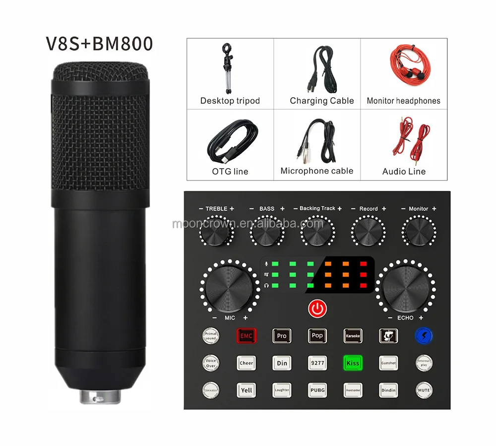 

V8s Plus Sound Card bm800 microphone Set USB Pro audio studio recording equipment karaoke live streaming v8plus price soundcard