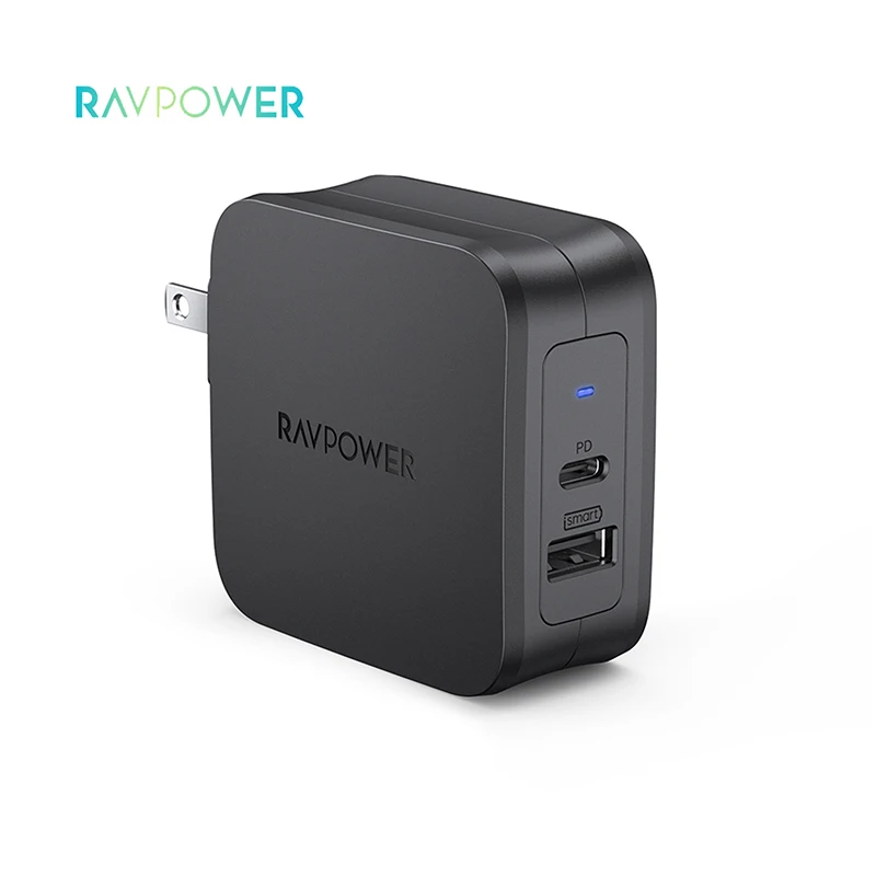 

RAVPower phone charger 61W Super C Series 2 Port Wall Charger Suitable for all kinds of mobile phones, Black white