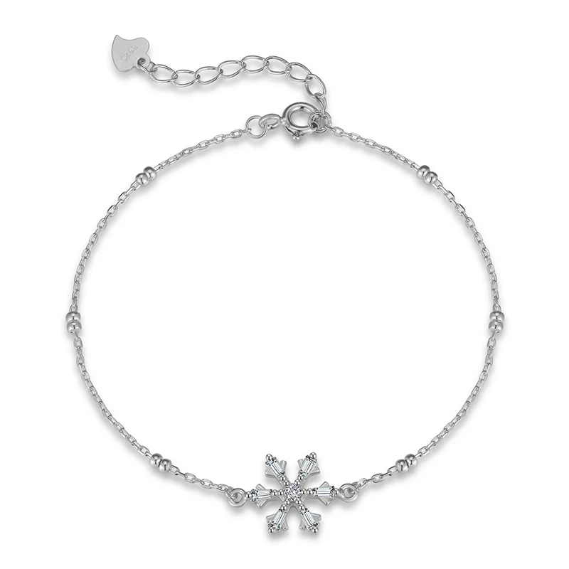 

BZ8-006 925 Silver Fashion Snow Charm Bracelet Women Christmas Jewelry