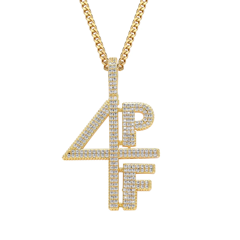 

Hip Hop 4PF Pendant Cubic Zirconia Micro Paved Four Pockets Full LilBaby CZ Bling Iced Out Necklace For Men Jewelry