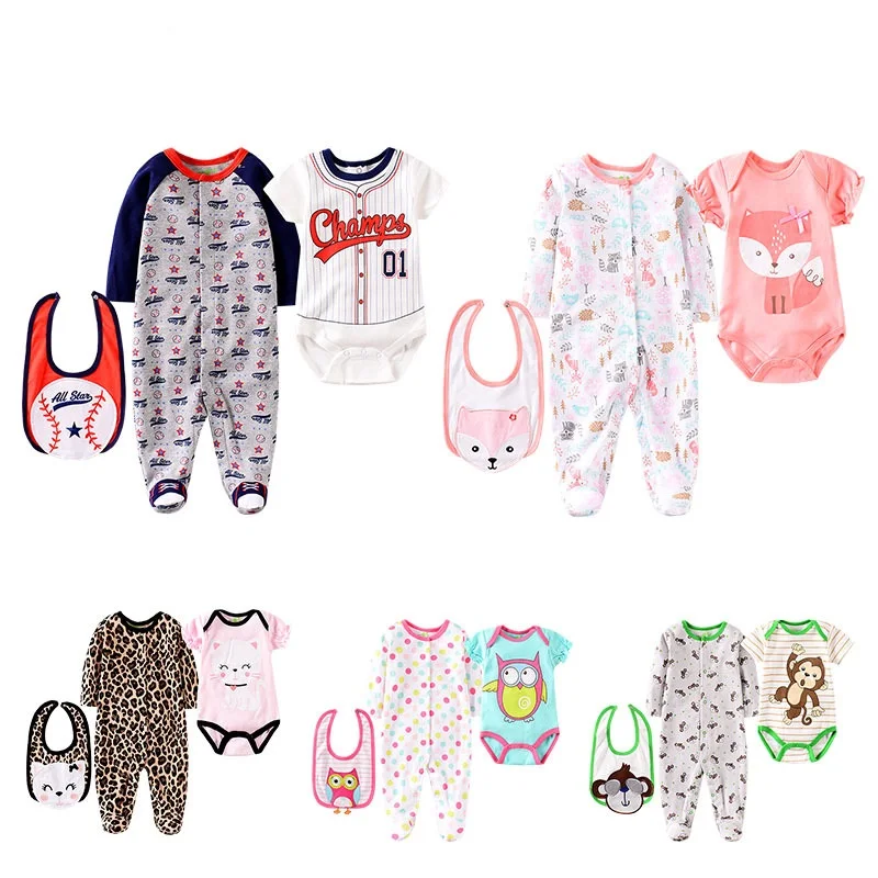 

3-piece Newborn kids jumpsuit boys girls clothes baby romper clothing and trousers bib baby romper