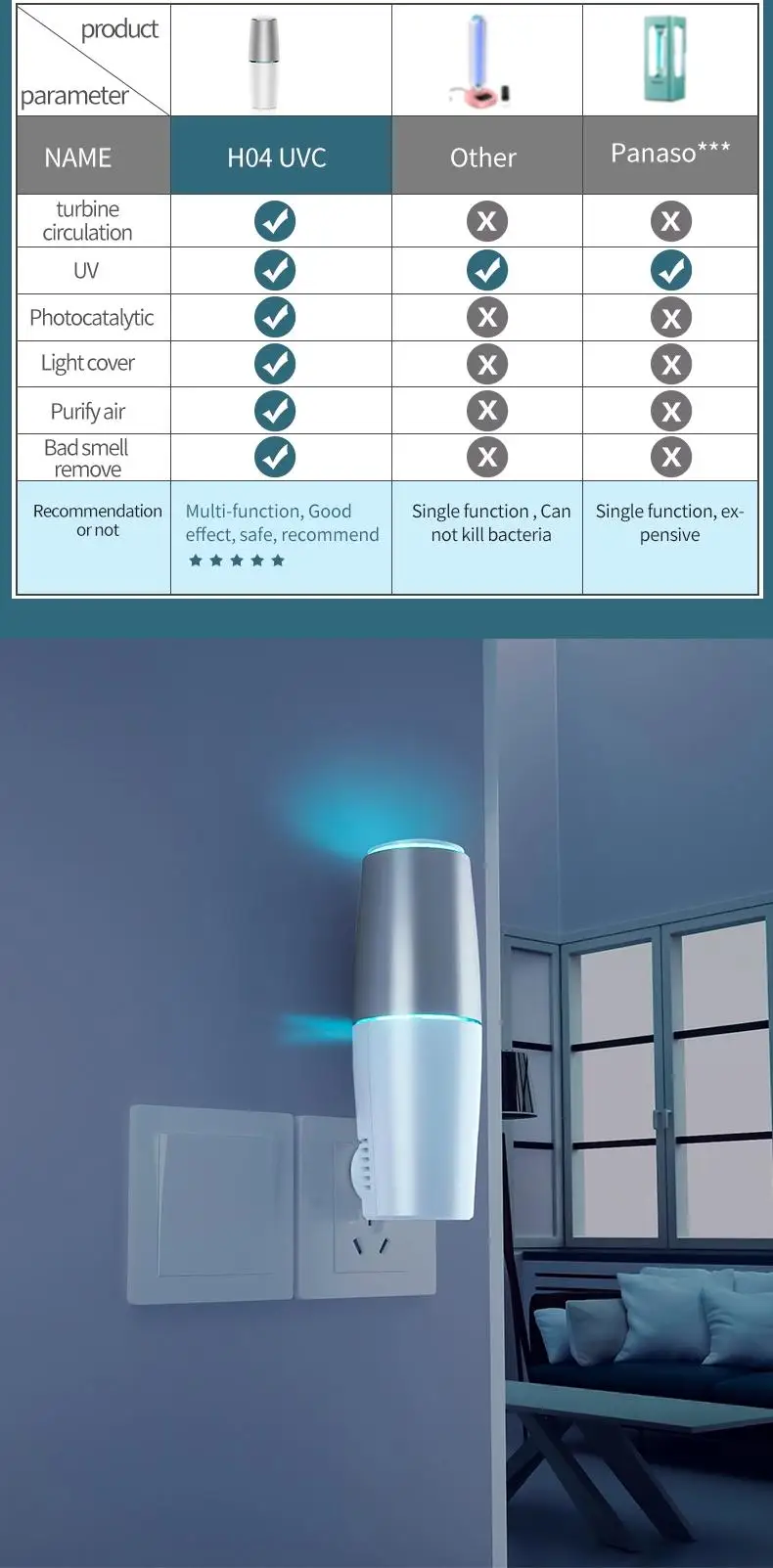 uv light air purifier , portable uv air purifier