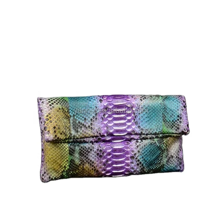 

Fashion ladies bespoke bags women python fold over clutch bag exotic handbags brand name purse designer handbags customized