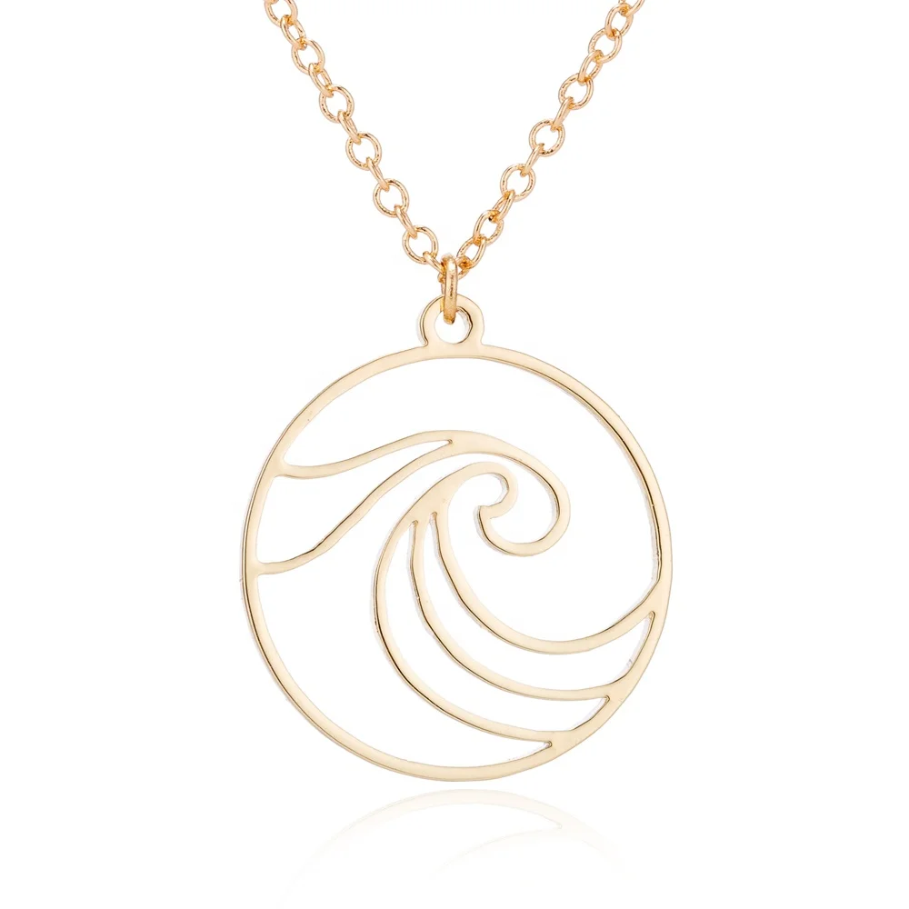 

Best Selling Exquisite Fashionable Round Wave Pendant Necklace Charm Stainless Steel Necklace