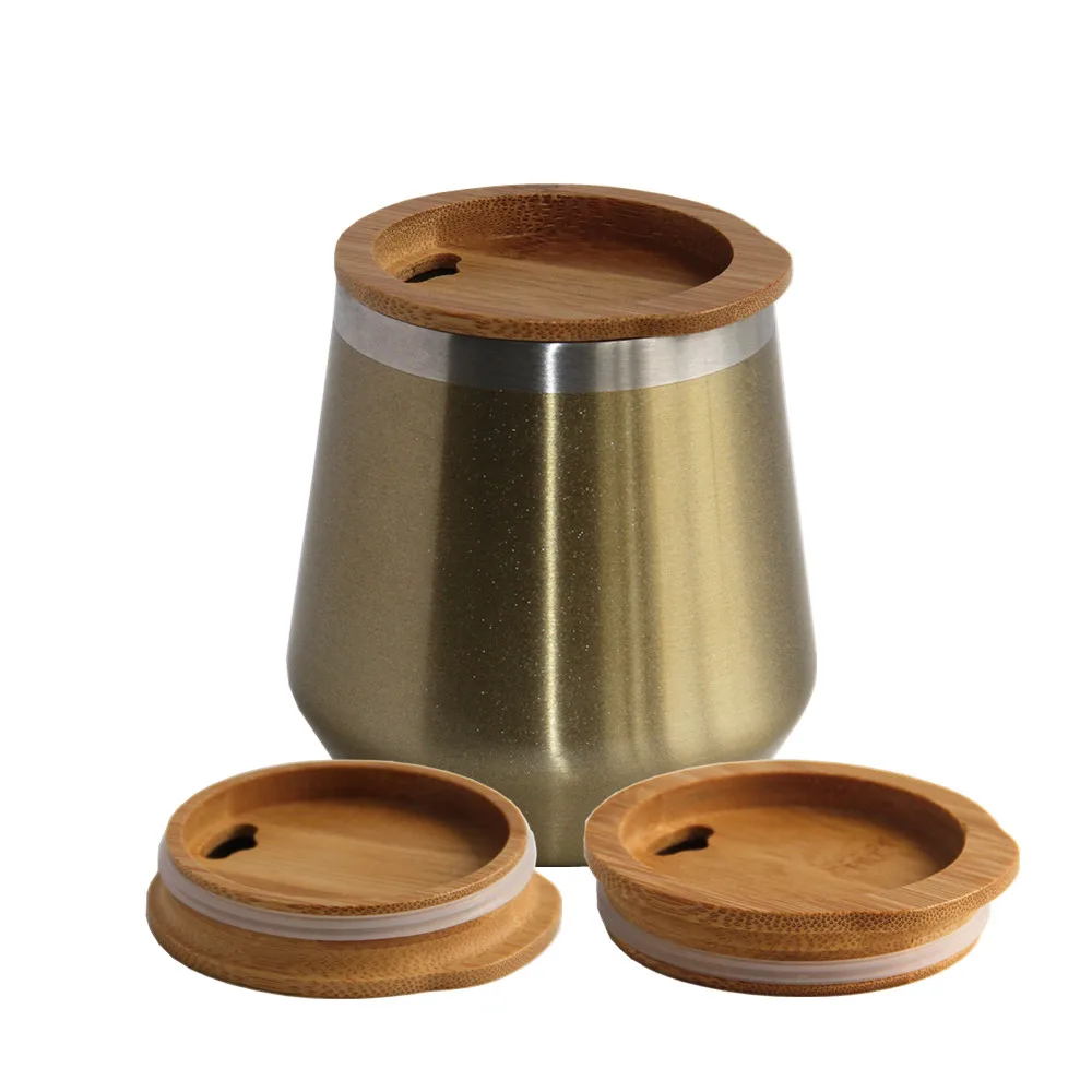 

Hot Selling Coffee Beer Tumbler Mugs Double Wall 304 Stainless Steel Insulated Eggshell Cup Wine Cups Tumbler 12oz Bamboo Lid, Customized color
