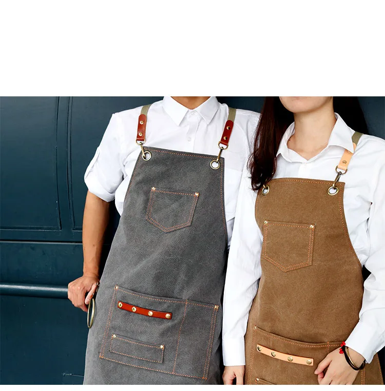 

YZORA Heavy Duty Denim Jean Work Apron Salon Barber Hairdressers Apron, Gray