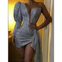 

Wholesale Clothes Women Sexy One Shoulder Sequin Dress