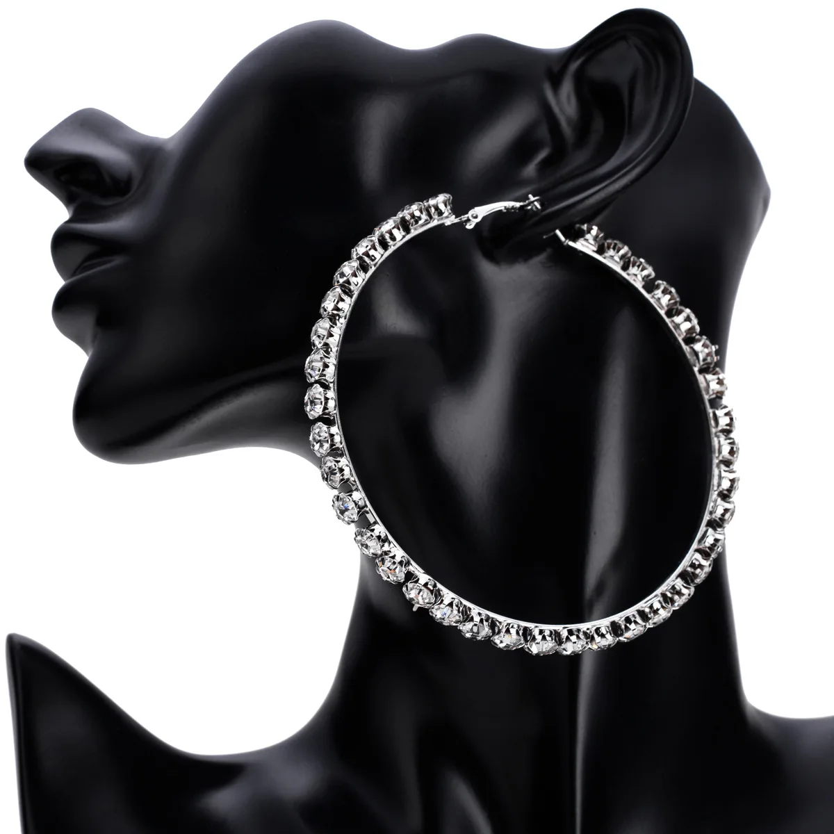 

New Trendy Style Gold Plated Crystal Diamond Big Large Custom Hoop Earrings
