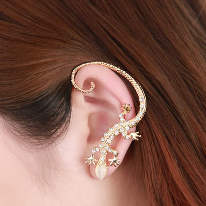 

fashion punk nightclub exaggerated diamond gecko lizard ear hanging earrings