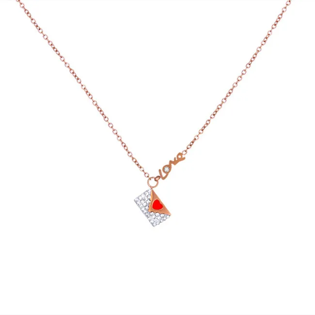 

Rose Gold Heart Seal Love Envelope Necklace