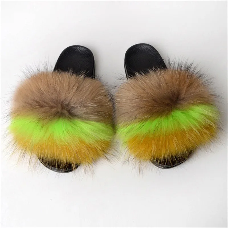 

Fur slipper for toddlers and women fox fur slippers real slippers women soft real fox fur slides, Colours