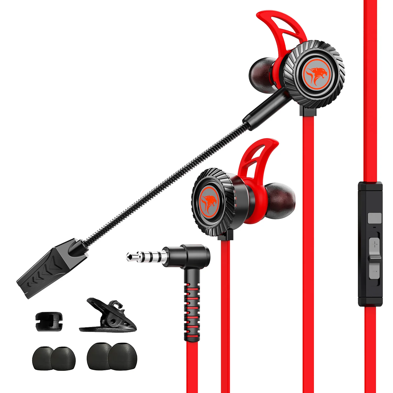 

Gaming earphone 3.5mm Portable Dynamic Noise Reduction In-Ear Wired Call Earphones Gaming Headset With Dual Mic