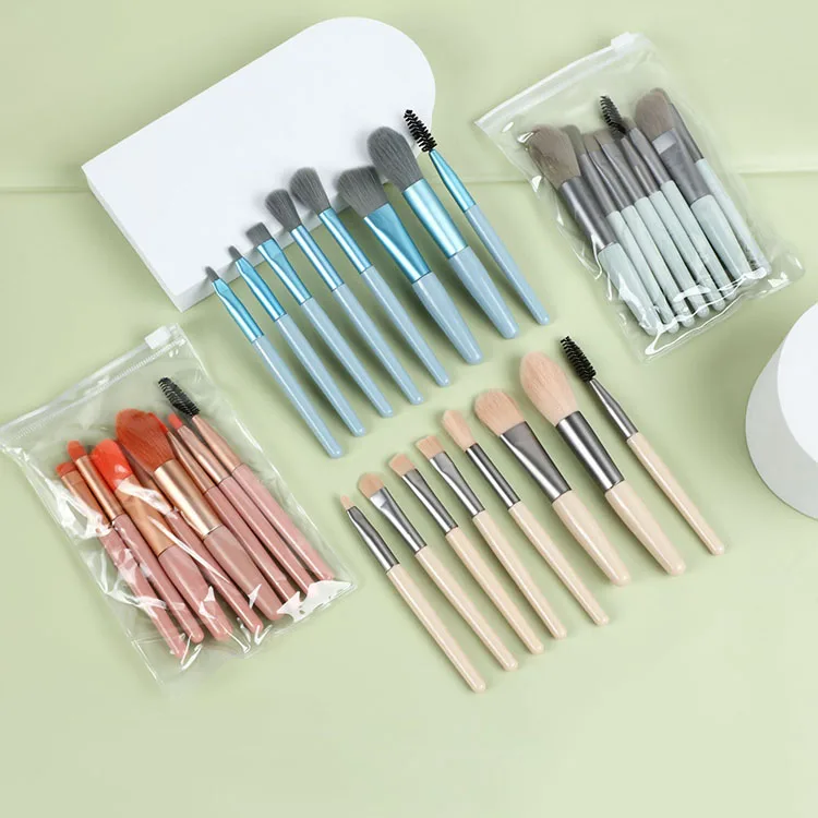 

8pcs Smaller Makeup Brush Portable Private Label Cosmetic Tool Professional Synthetic Soft Hair Travel Makeup Brush Set With Bag