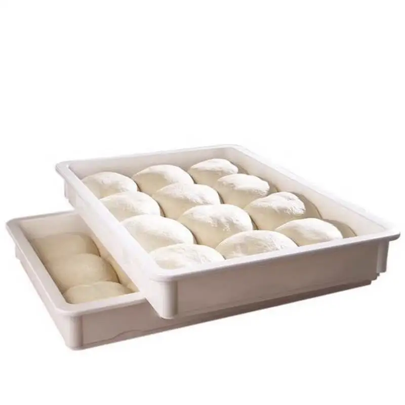 

Commercial Quality Stackable Pizza Dough Proofing fermenting Box Trays with Lids, White