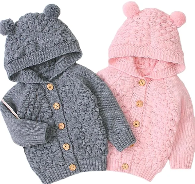 

OEM ODM make your own design newborn baby hooded sweater toddler baby knit coat cardigan