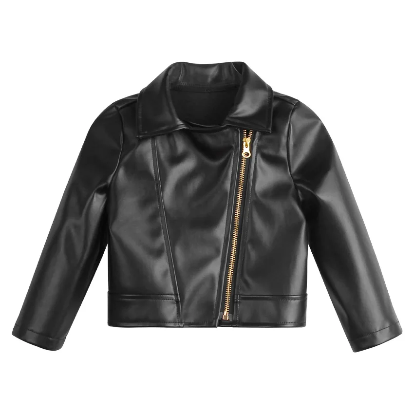 

Autumn Fashion Kids Leather Jacket Girls PU Jacket Children Leather Outwear Girl Baby Girl Jackets and Coats, As picture