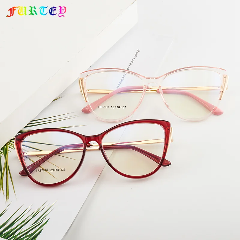 

7016 Classic cat's eye TR myopic glasses frame women's red optical frame blue light glasses, 6 colors