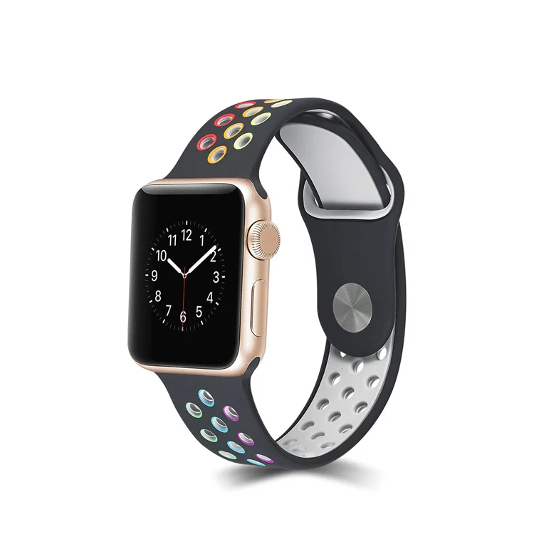 

Rainbow watch band Soft Silicone Sport Replacement Wrist Strap for iWatch Series Dual color Bracelet, Customized