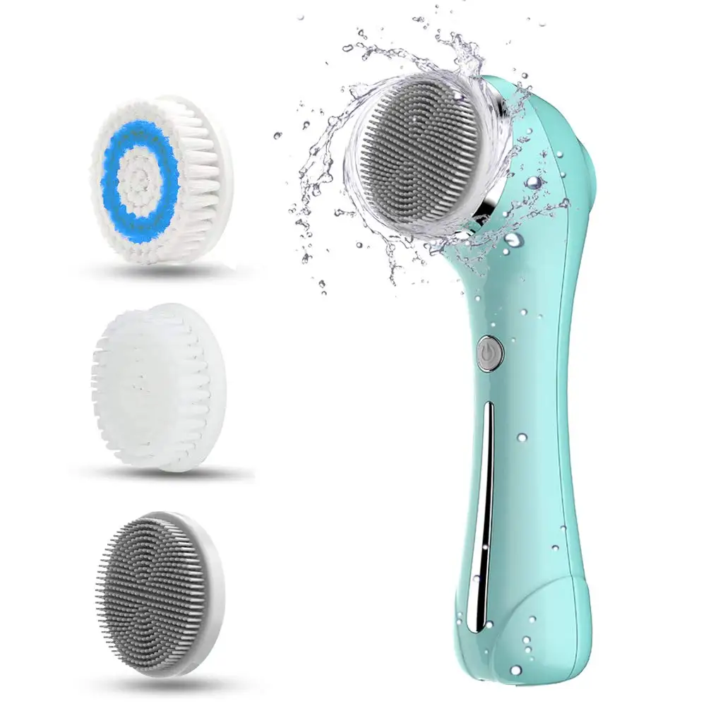 

2021 New Arrivals Electric Face Massager Spin Brush Rechargeable Facial Cleansing Brush With 3 Exfoliating Brush Heads, Colorful