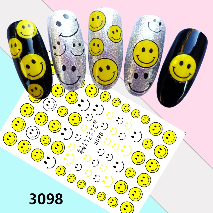 

Lovely Smile Face Nail Sticker For Girl All Kinds Of Animal Nail Stickers By Individual Packing, Pure color