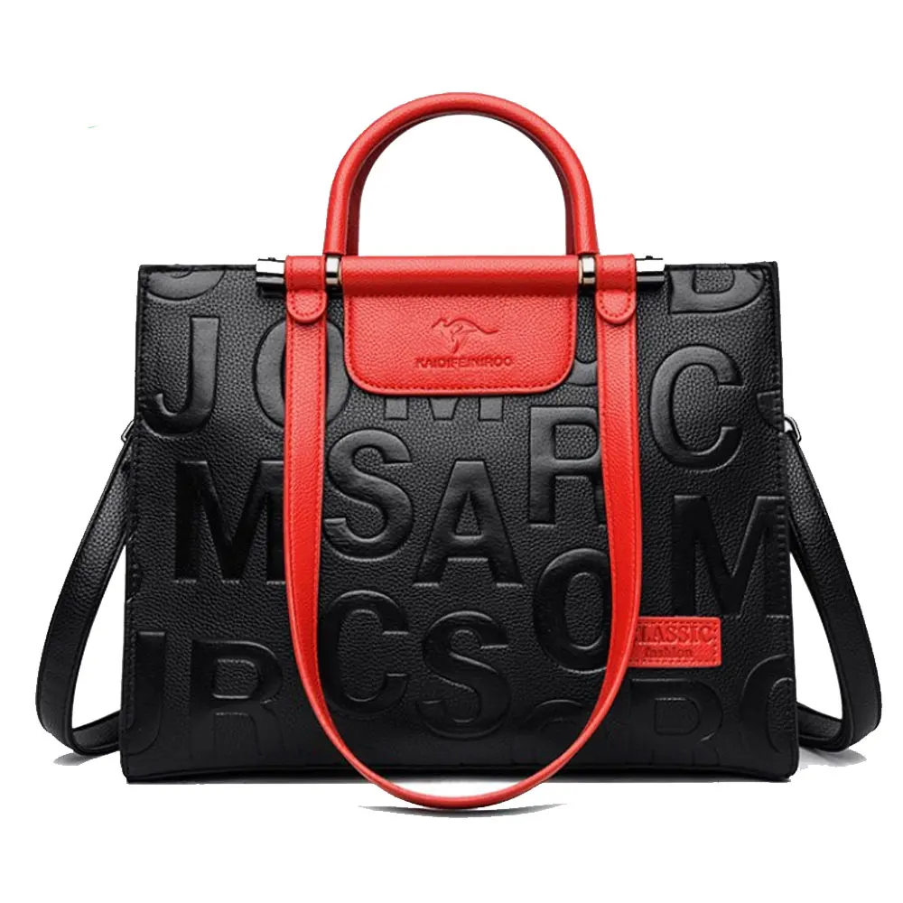 

JIANUO top quality bags embossed leather handbag designers handbags famous brands bag, Black,brown