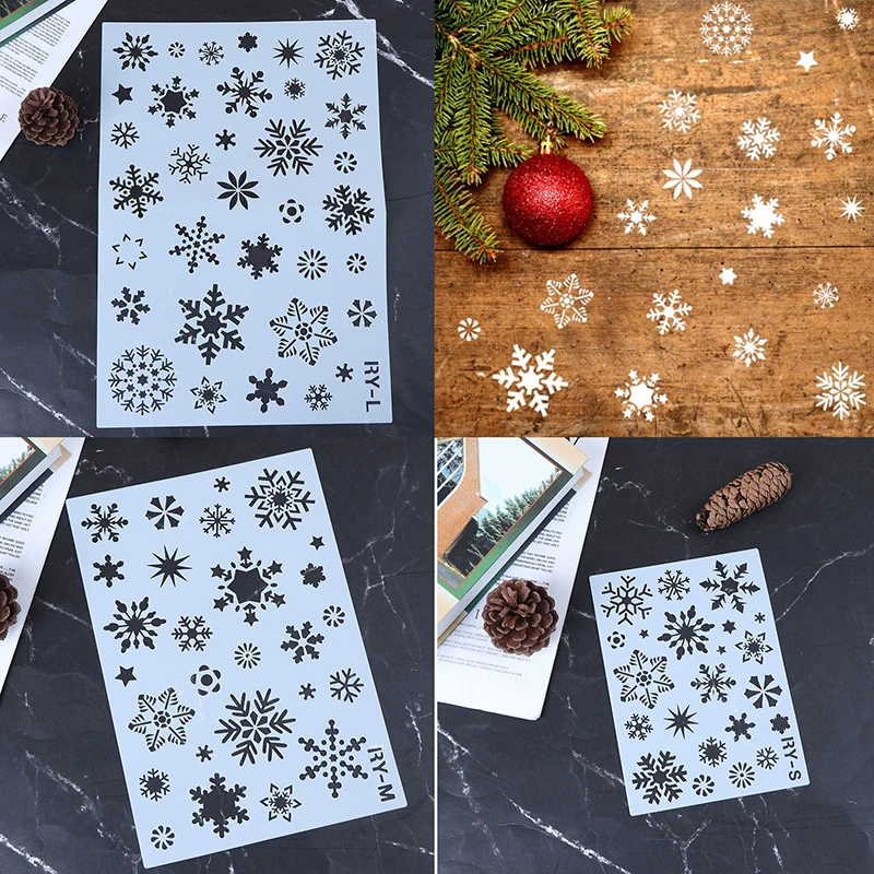 

DIY Snow Christmas Holiday Snowflake Layering Stencils Painting Scrapbook Coloring Winter Embossing Decorative Template 3 Sizes