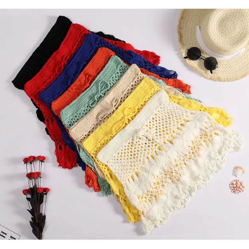 

2021 design 8 colors women beachwear sexy crochet lace skirt colored ladies skirt