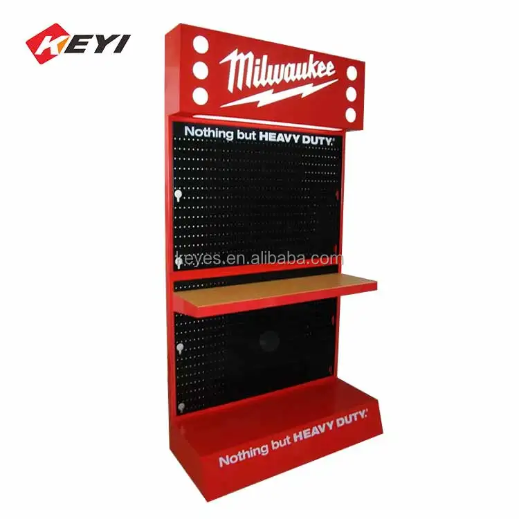 Retail Store Metal Perforated Plate Floor Display / Power Tool Display