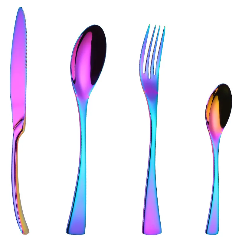 

304 Stainless Steel Gold Tableware Cutlery Set Silverware Mirror Polishing Dinnerware, Silver/gold/rose gold/multicolored/black