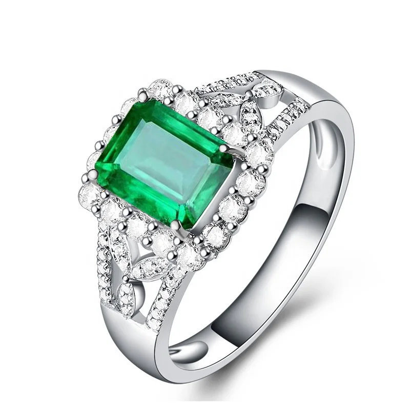 

Women's Classic Retro Wedding Party Jewelry Inlay Square Green Zircon Open Adjustable Ring Anniversary Gifts