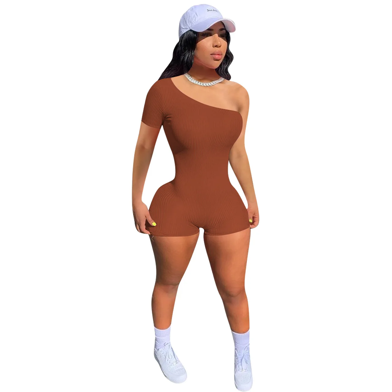 

hot sale 12 colors fashion casual off shoulder romper jumpsuit good quality sexy 2021 summer women clothing