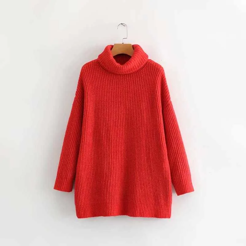 

Turtleneck four colors a little long pullover mohair women sweater